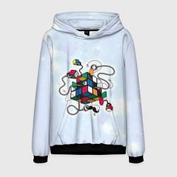 Толстовка-худи мужская Кубик Рубика, цвет: 3D-черный