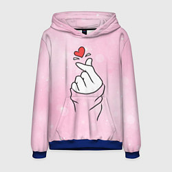 Толстовка-худи мужская Сердечко пальцами, цвет: 3D-синий