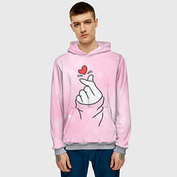 Толстовка-худи мужская Сердечко пальцами, цвет: 3D-меланж — фото 2