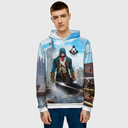 Толстовка-худи мужская Assasin's creed, цвет: 3D-белый — фото 2