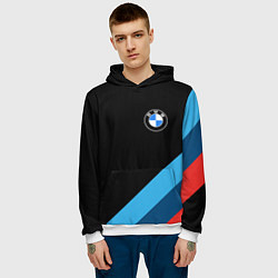 Толстовка-худи мужская BMW, цвет: 3D-белый — фото 2