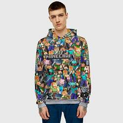 Толстовка-худи мужская MINECRAFT ПЕРСОНАЖИ, цвет: 3D-меланж — фото 2