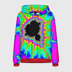 Толстовка-худи мужская Фрактальная кислотная черная дыра - множество Манд, цвет: 3D-красный