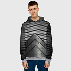 Толстовка-худи мужская Броня металлическая, цвет: 3D-меланж — фото 2