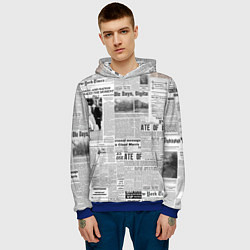 Толстовка-худи мужская Газета Newspaper, цвет: 3D-синий — фото 2