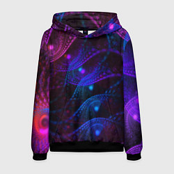Толстовка-худи мужская NEON FRACTAL, цвет: 3D-черный