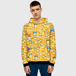 Толстовка-худи мужская Смайлики Emoji, цвет: 3D-черный — фото 2