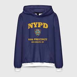 Толстовка-худи мужская Бруклин 9-9 департамент NYPD, цвет: 3D-белый