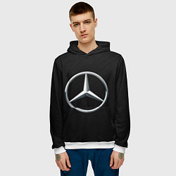 Толстовка-худи мужская MERCEDES-BENZ CARBON, цвет: 3D-белый — фото 2