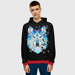 Толстовка-худи мужская Волк, цвет: 3D-красный — фото 2