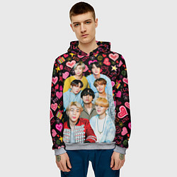 Толстовка-худи мужская I Love BTS, цвет: 3D-меланж — фото 2