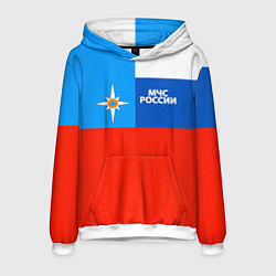 Толстовка-худи мужская Флаг МЧС России, цвет: 3D-белый