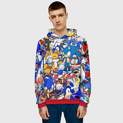 Толстовка-худи мужская SONIC PATTERN, цвет: 3D-красный — фото 2