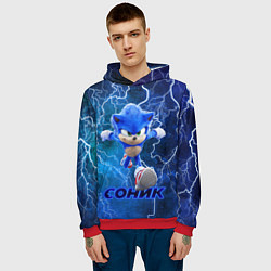 Толстовка-худи мужская SONIC, цвет: 3D-красный — фото 2