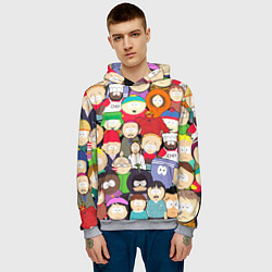 Толстовка-худи мужская South Park персонажи, цвет: 3D-меланж — фото 2
