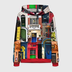 Толстовка-худи мужская London doors цифровой коллаж, цвет: 3D-красный