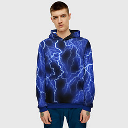 Толстовка-худи мужская МОЛНИЯ NEON, цвет: 3D-синий — фото 2