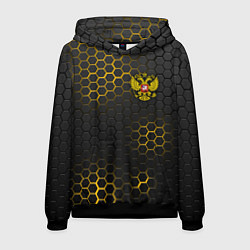 Толстовка-худи мужская РОССИЯ, цвет: 3D-черный