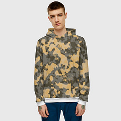 Толстовка-худи мужская Бежево-зеленая, цвет: 3D-белый — фото 2