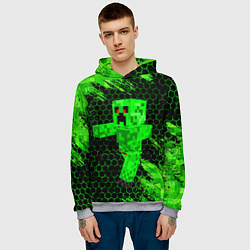 Толстовка-худи мужская MINECRAFT CREEPER, цвет: 3D-меланж — фото 2