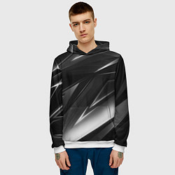Толстовка-худи мужская GEOMETRY STRIPES BLACK & WHITE, цвет: 3D-белый — фото 2