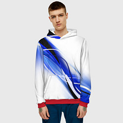 Толстовка-худи мужская GEOMETRY STRIPES BLUE, цвет: 3D-красный — фото 2
