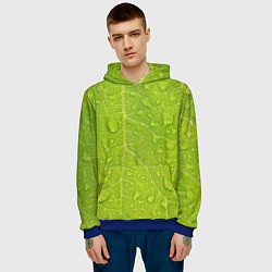 Толстовка-худи мужская Листок с росой, цвет: 3D-синий — фото 2