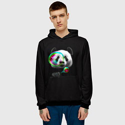 Толстовка-худи мужская Панда и мыльный пузырь, цвет: 3D-черный — фото 2