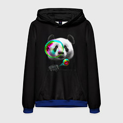 Толстовка-худи мужская Панда и мыльный пузырь, цвет: 3D-синий