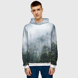 Толстовка-худи мужская Туманный лес, цвет: 3D-белый — фото 2
