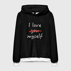 Толстовка-худи мужская I Love myself, цвет: 3D-белый