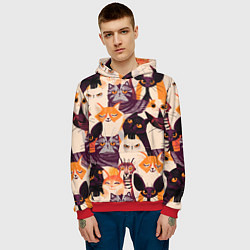 Толстовка-худи мужская КОТИКИ, цвет: 3D-красный — фото 2