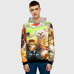 Толстовка-худи мужская КОТЫ, цвет: 3D-черный — фото 2