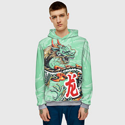 Толстовка-худи мужская Изумрудный дракон, цвет: 3D-меланж — фото 2