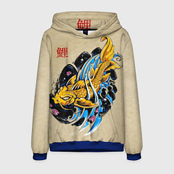 Толстовка-худи мужская Золотая рыба кои, цвет: 3D-синий