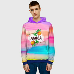 Толстовка-худи мужская Алиса, цвет: 3D-синий — фото 2