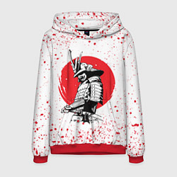 Толстовка-худи мужская Самурай в каплях крови Z, цвет: 3D-красный
