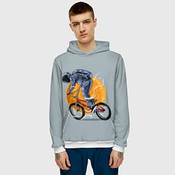 Толстовка-худи мужская Космический велосипедист Z, цвет: 3D-белый — фото 2