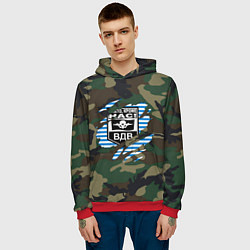 Толстовка-худи мужская Рваный камуфляж ВДВ, цвет: 3D-красный — фото 2