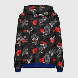 Толстовка-худи мужская Красные цветы, цвет: 3D-синий