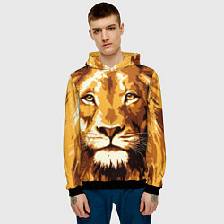 Толстовка-худи мужская Взгляд льва, цвет: 3D-черный — фото 2