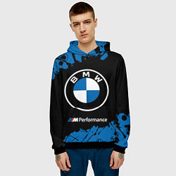 Толстовка-худи мужская BMW БМВ, цвет: 3D-черный — фото 2