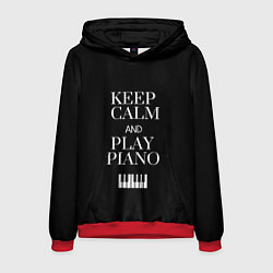 Толстовка-худи мужская Keep calm and play piano, цвет: 3D-красный