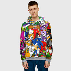 Толстовка-худи мужская Sonic, цвет: 3D-меланж — фото 2