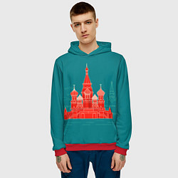 Толстовка-худи мужская Москва, цвет: 3D-красный — фото 2