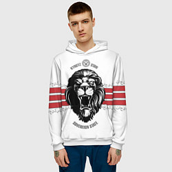 Толстовка-худи мужская Киргизия - суровый лев, цвет: 3D-белый — фото 2