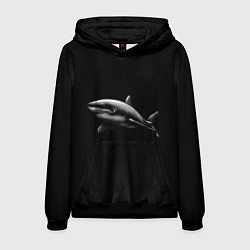 Толстовка-худи мужская Акула, цвет: 3D-черный