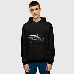 Толстовка-худи мужская Акула, цвет: 3D-черный — фото 2