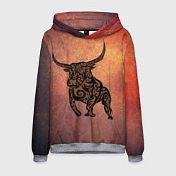 Толстовка-худи мужская Символ года 2021 Бык, цвет: 3D-меланж