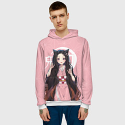 Толстовка-худи мужская Nezuko, цвет: 3D-белый — фото 2